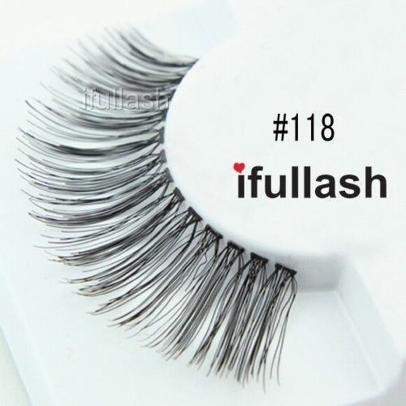 #118 Ifullash 12 Pairs One Dozen Human Hair Fake False Eyelashes - Picture 1 of 2